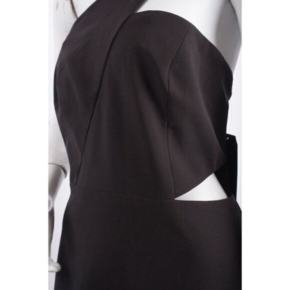 Aidan Mattox Womans Crepe Midi Dress One Shoulder Size US 14 Black cut out NWT - Picture 5 of 7